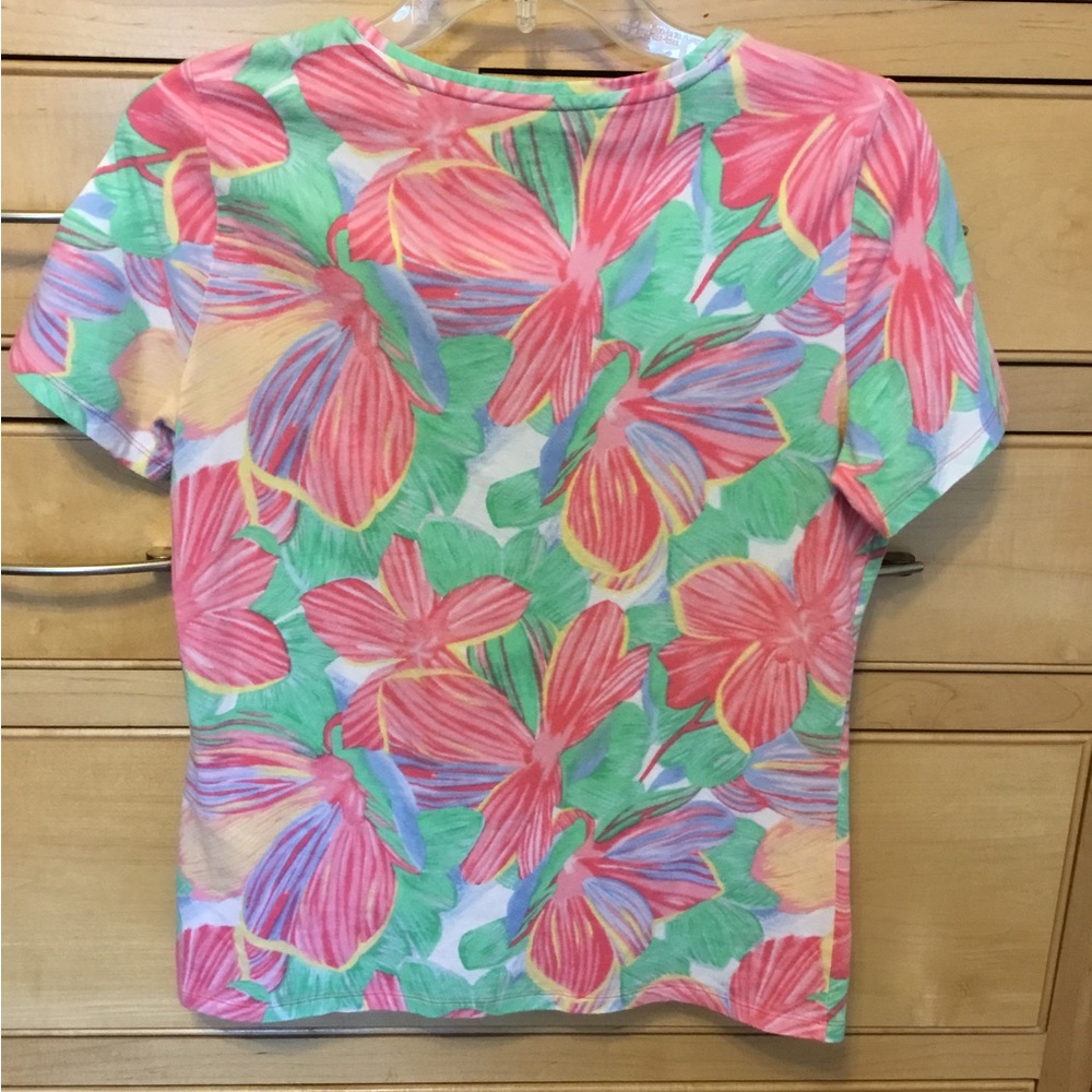 Talbots Multicolor Tee short sleeve size medium, petite. Stretchy. - Picture 3 of 7